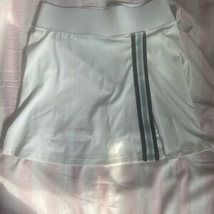 Lou & Grey White Skater Skirt with Gray Striped Accent